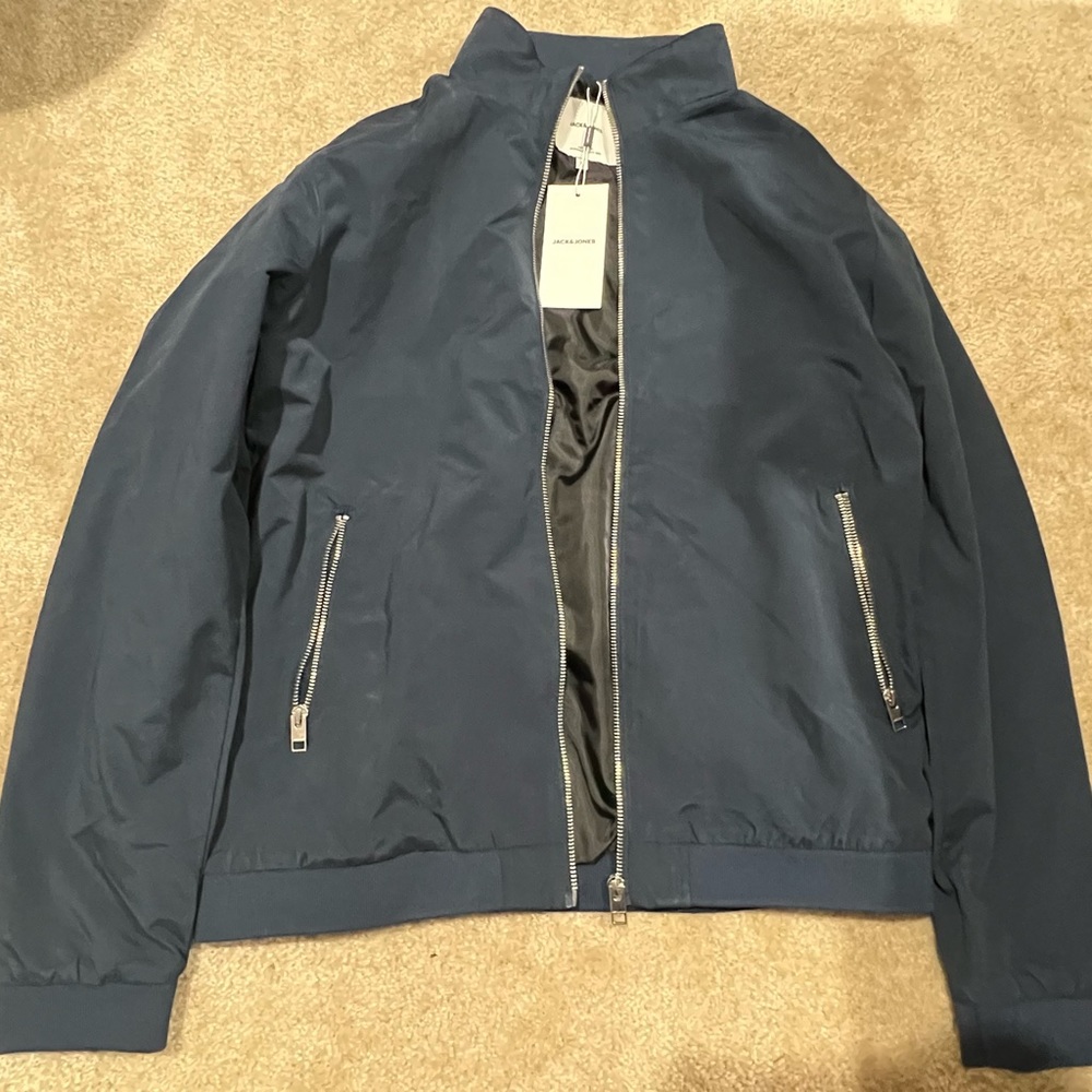Jack and Jones Navy Blue Bomber Jacket.